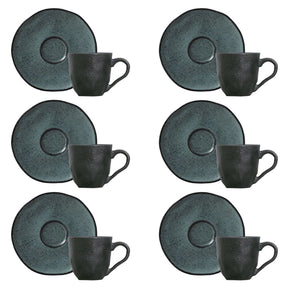 Jogo 6 Xícaras de Café com Píres Orgânico Petroleum Verde 120ml