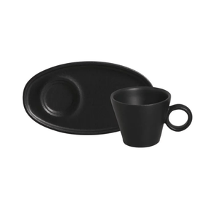 Jogo 6 Xícaras de Café com Pires Oval Neo Preto Matte 110ml