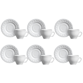 Jogo 6 Xicaras de Café com Pires Princess Branco 100ml