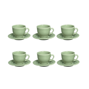 Jogo 6 Xicaras de Café com Pires Princess Celadon Verde