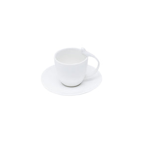 Jogo 6 Xícaras de Café Porcelana com Pires Birds Branca 85ml