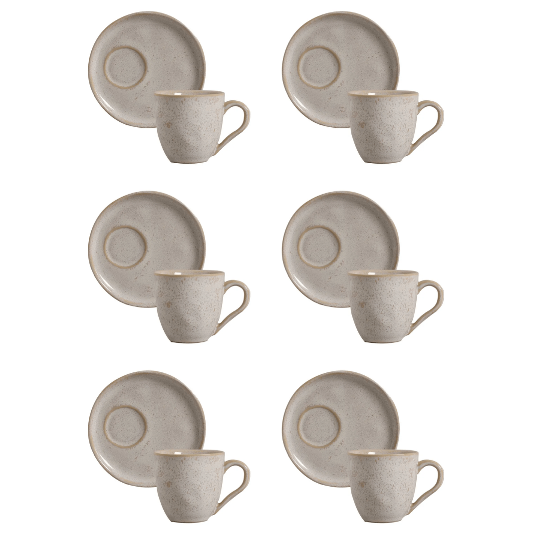Jogo 6 Xícaras de Chá com Pires Bio Latte Descentralizado 170ml