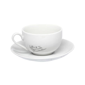 Jogo 6 Xicaras de Chá com Pires em Porcelana Manhattan Branca 160ml