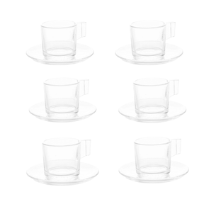 Jogo 6 Xícaras para Café de Vidro Lótus 185ml