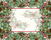 Jogo Americano Natal Arbusto Pinha Branco 45cm x 35cm