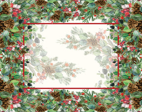 Jogo Americano Natal Arbusto Pinha Branco 45cm x 35cm
