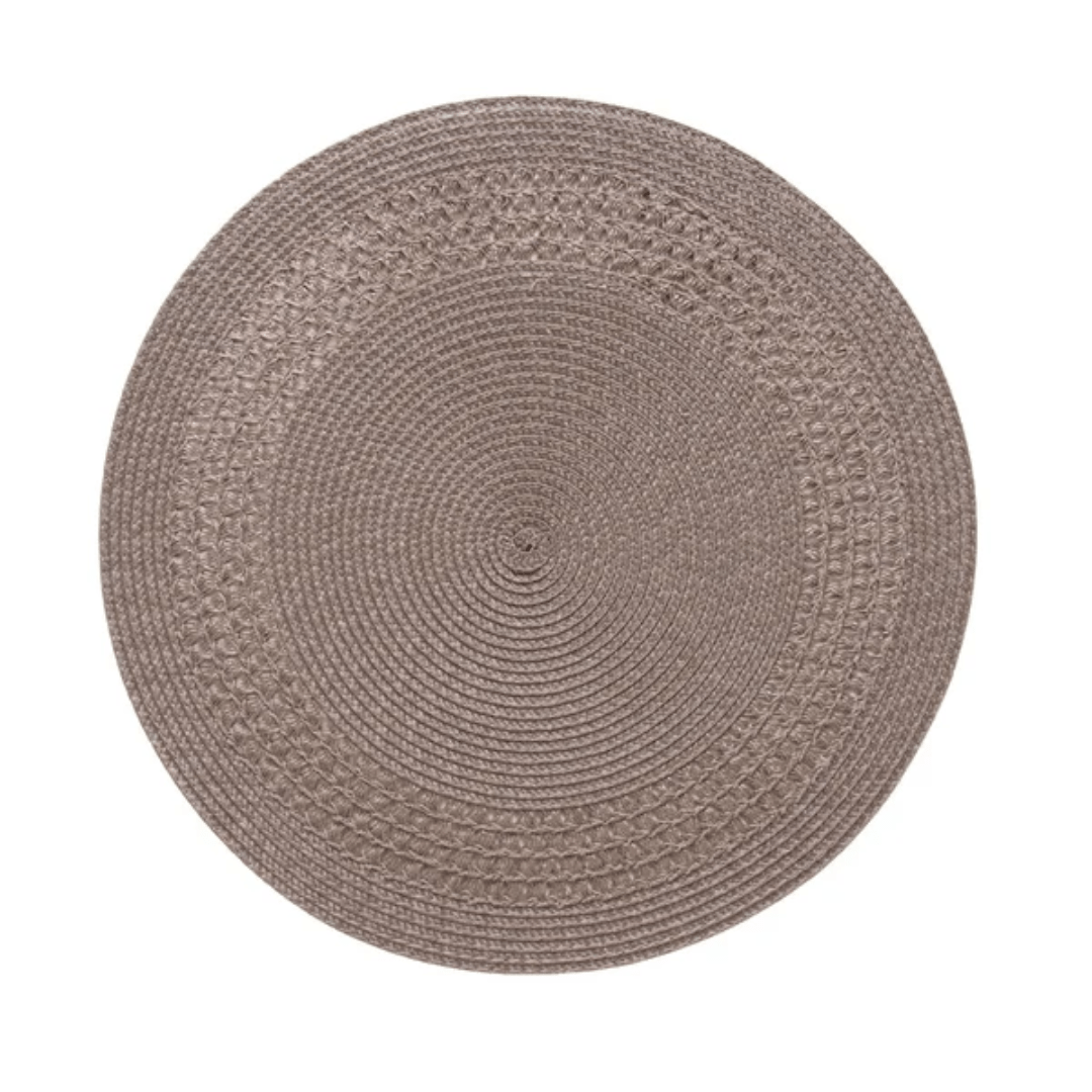 Jogo Americano Redondo Avulso Luna Tressê Taupe 38cm