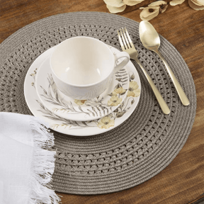 Jogo Americano Redondo Avulso Luna Tressê Taupe 38cm