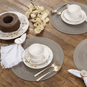 Jogo Americano Redondo Avulso Luna Tressê Taupe 38cm