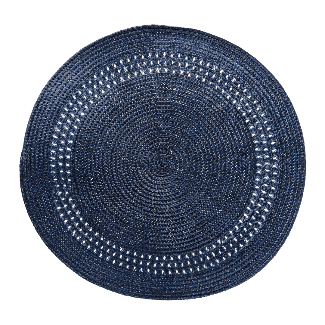 Jogo Americano Redondo Poliéster Azul Marinho 38cm