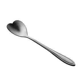 Jogo de 4 Colheres Aço Inox para Chá Heart Coração Ônix - 12,7 cm