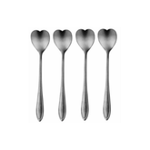 Jogo de 4 Colheres Aço Inox para Chá Heart Coração Ônix - 12,7 cm