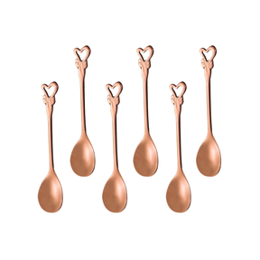 Jogo de 6 Colheres Romantique Cabo Coração em Aço Inox Rose Gold