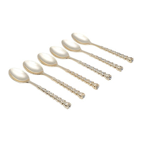 Jogo de 6 Colheres Sobremesa Zamac Spring Dourado com Pedra Luxo