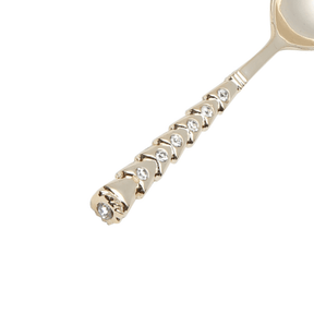 Jogo de 6 Colheres Sobremesa Zamac Spring Dourado com Pedra Luxo