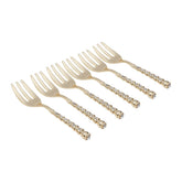 Jogo de 6 Garfos Sobremesa Zamac Spring Dourado com Pedra Luxo - 14,9