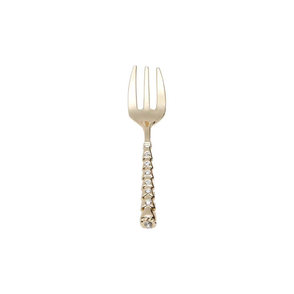 Jogo de 6 Garfos Sobremesa Zamac Spring Dourado com Pedra Luxo - 14,9