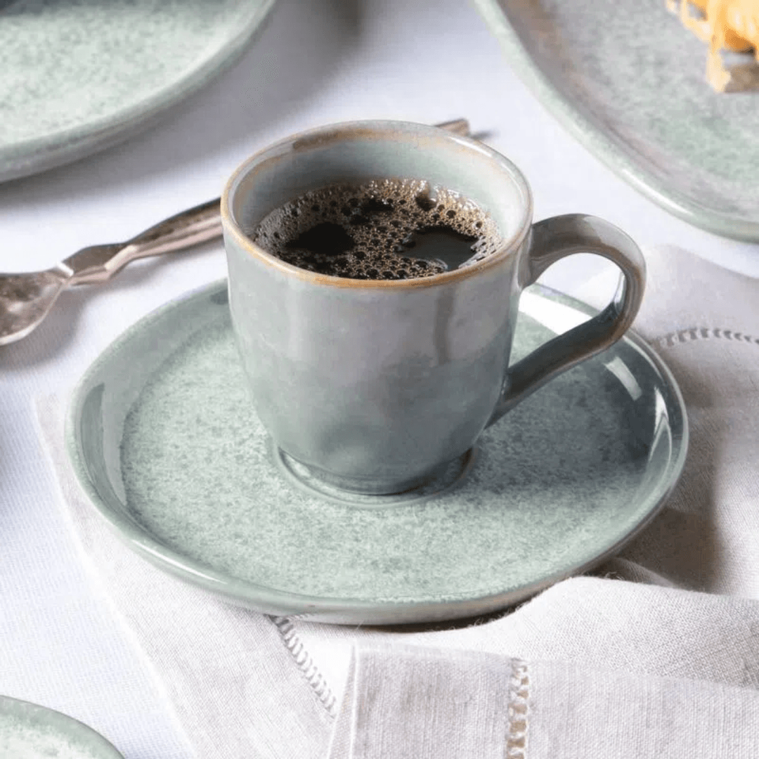 Jogo de 6 Xícaras de Café Bio Green Granite Stoneware 120ml