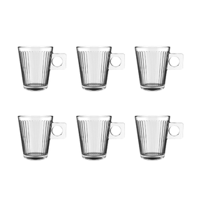 Jogo de 6 Xícaras de Café Lines Coffee Time em Vidro - 80ml