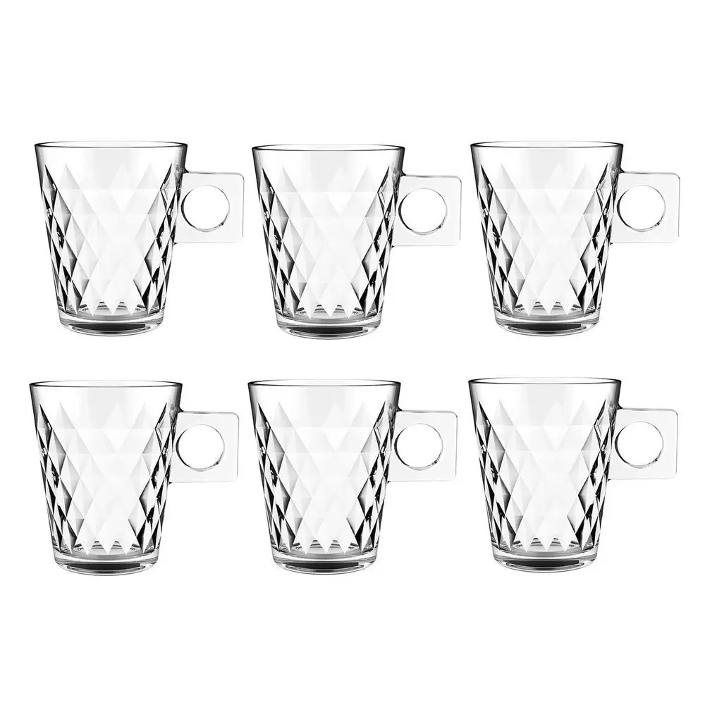 Jogo de 6 Xícaras Diamond Coffee Time em Vidro - 80ml