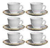Jogo de 6 Xicaras para Café com Pires em Bambu Branco 100ml