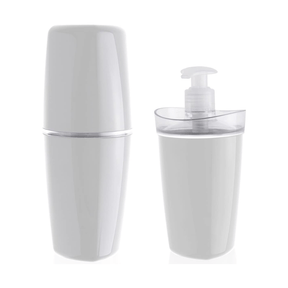 Jogo De Banheiro  Porta Escova e Porta Sabonete Liquido Tule Branco