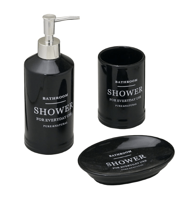Jogo de Banheiro Shower Preto 3 Peças