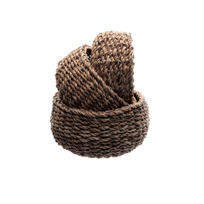 Jogo de Cesta Redonda em Fibra Natural 3 Peças