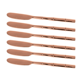 Jogo de Espátulas Steel Wood em Aço Inox com Cabo Estilo Bambu Rose Gold - 6 peças