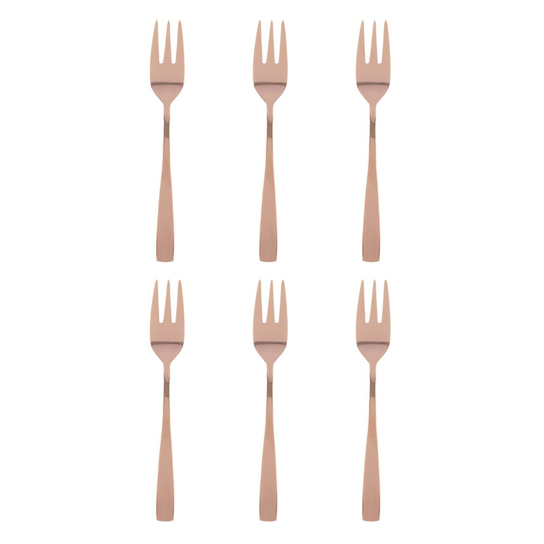 Jogo de Garfos para Bolo Aço Inox Pisa Rose Gold 6 Peças