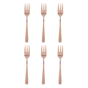 Jogo de Garfos para Bolo Aço Inox Pisa Rose Gold 6 Peças
