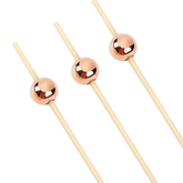 Jogo de Palitos para Petiscos em Bambu com Bolinha Rose Gold 12cm - 20 Peças