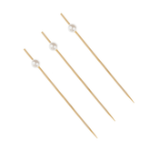 Jogo de Palitos para Petiscos em Bambu com Bolinhas Perolizadas 12cm - 20 Peças