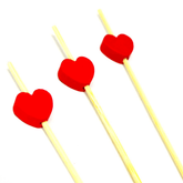 Jogo de Palitos para Petiscos em Bambu com Coração 12cm - 20 Peças