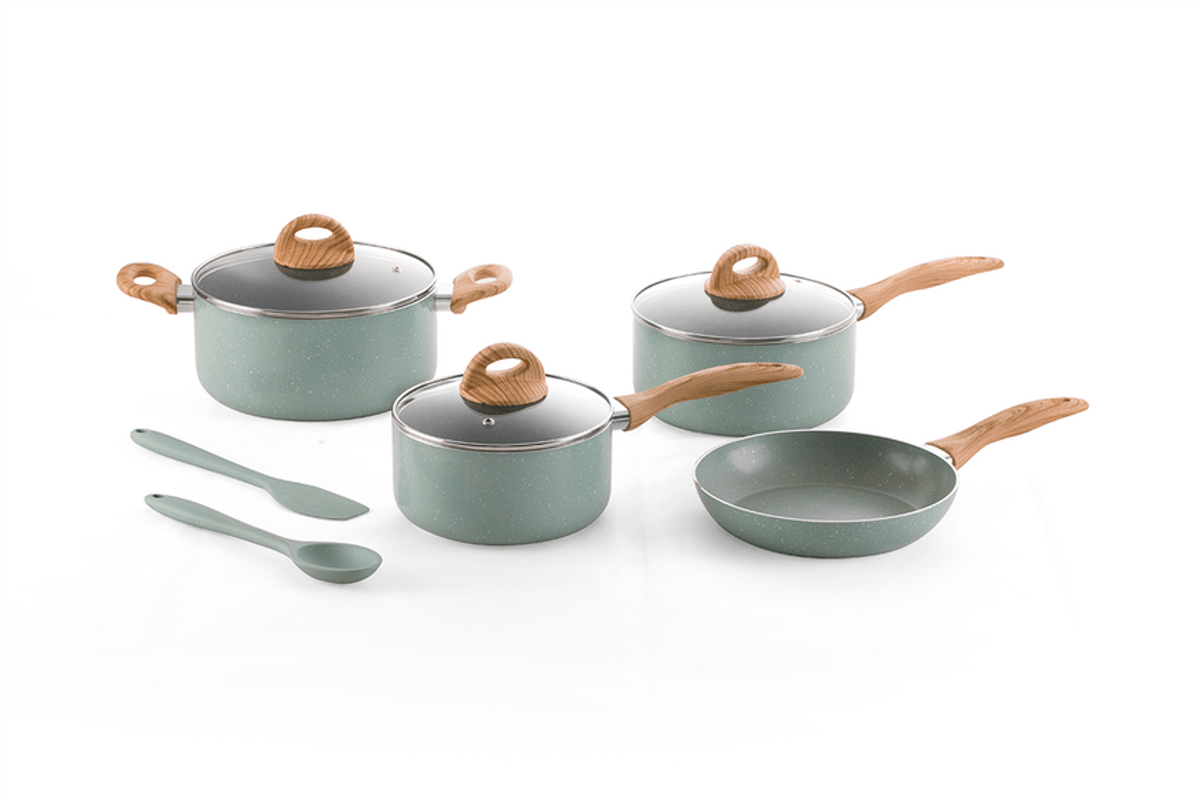 Jogo de Panelas Fundo de Indução Ceramic Life Botanika Verde 6 Peças
