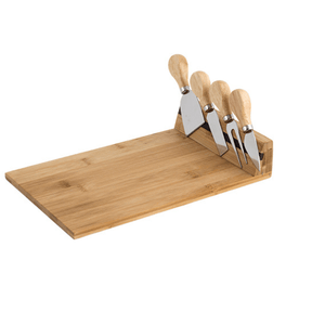 Jogo de Tábua de Queijo em Bambu com 4 Facas