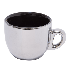 Jogo De Xícaras Luxo Para Café Com Pires E Suporte Wolff Versa 90ml 6 Peças Preto e Prata