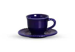 Jogo de Xícaras para Café com Pires Azul Royal Bolinhas