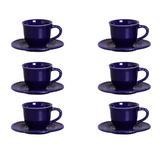 Jogo de Xícaras para Café com Pires Azul Royal Bolinhas