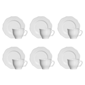 Jogo de Xícaras para Café com Pires Branco Algarve