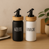 Jogo Galheteiro Doha Vidro e Bambu 220ml 2 Peças