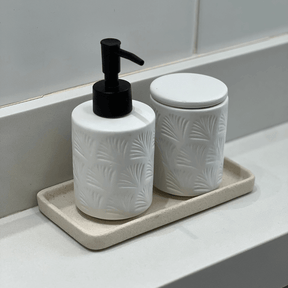 Jogo para Banheiro Leaf em Ceramica Branco 2 Peças