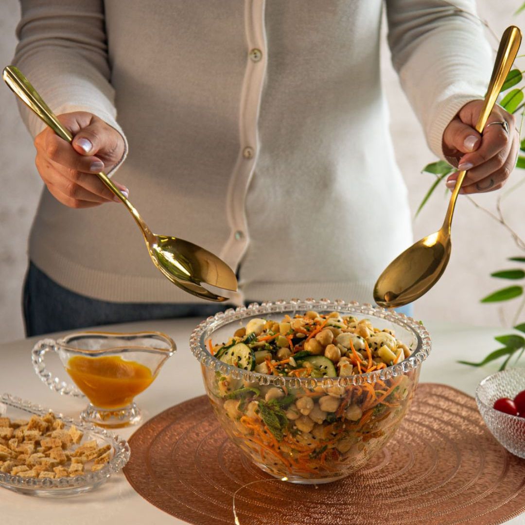 Jogo para Salada Positano em Aço Inox Dourada 2 Peças