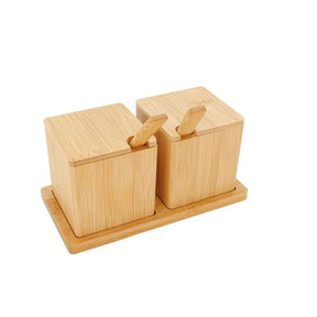 Jogo Porta Condimentos em Bambu com Colher