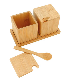 Jogo Porta Condimentos em Bambu com Colher