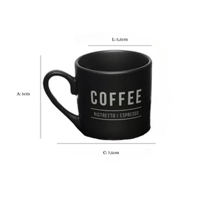 Jogo Xicara de Café com Pires Manhattan Preta 80ml 6 Peças