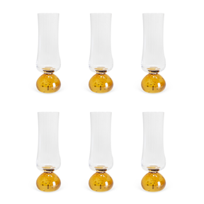 Jogo 6 Taças Champanhe Base Esfera Âmbar e Transparente 240ml