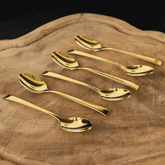Jogo de Colheres para Café Aço Inox Berna Dourado 6 Peças