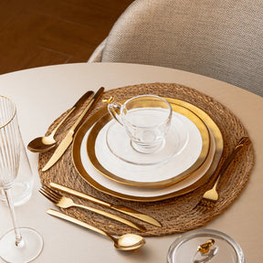 Kit Mesa Posta Dubai Branco e Dourado 3 Peças