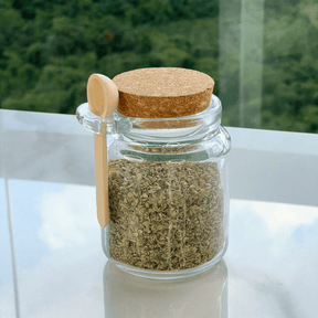 Kit 6 Potes de Vidro Tampa Rolha com Colher Bambu 240ml